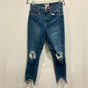 L'AGENCE Ripped Ankle Jeans in Blue